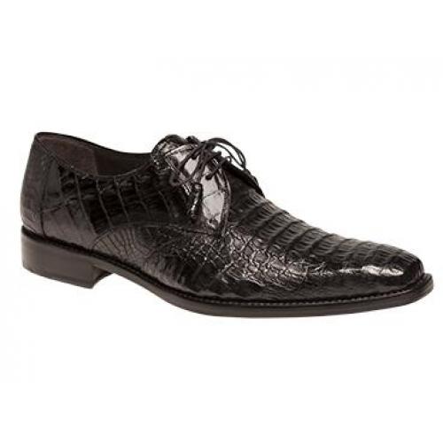 Mezlan "Warner" Black All-Over Genuine Crocodile Oxford Shoes 13765-F